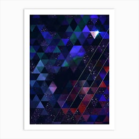 Abstract Geometric Triangle Cosmic Space Pattern in Blue n.0002 Art Print