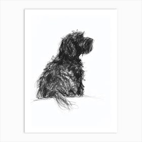 Portuguese Water Dog Charcoal Line Art Print