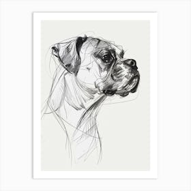 Dog Black & White Line Sketch 2 Art Print