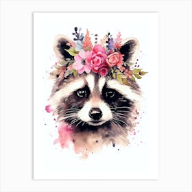 Pink Raccoon Illustration 5 Art Print