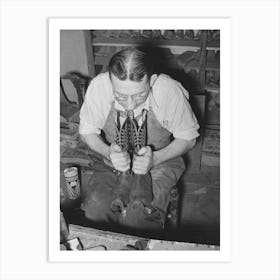 Bootmaker Lining Up A Pair Of Boots, Cowboy Boot Shop, Alpine, Texas By Russell Lee Art Print