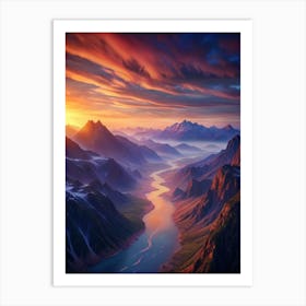 Sunset In The Mountains 1 Art Print