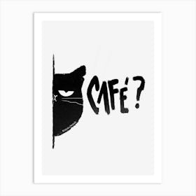 Coffe Black Cat Art Print