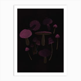 Dark Pink Mushrooms Art Print