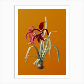 Vintage Sprekelia Botanical on Sunset Orange Art Print