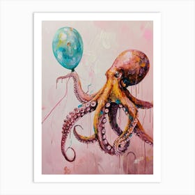 Cute Octopus With Balloon Art Print