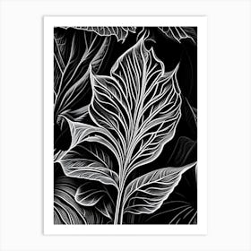 Basil Leaf Linocut 2 Art Print