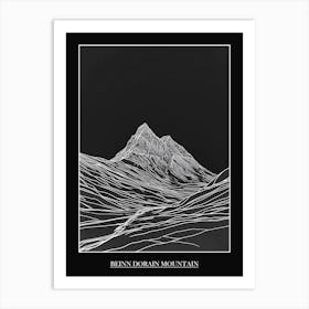 Beinn Dorain Mountain Line Drawing 7 Poster Art Print