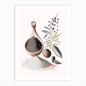 Black Pepper Spices And Herbs Pencil Illustration 3 Art Print