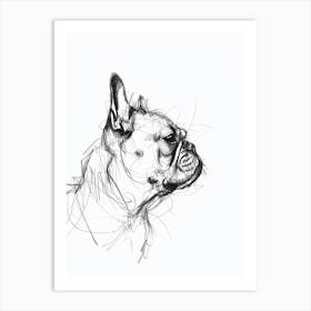 French Bulldog Charcoal Line 1 Art Print