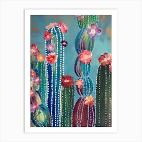 Cactus And Flowers Art Print