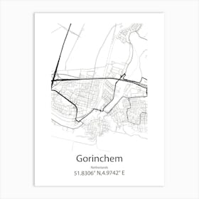 Gorinchem,Netherlands Minimalist Map Art Print