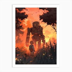 Boy And The Bot Art Print