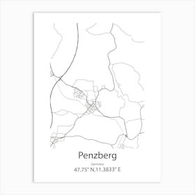 Penzberg,Germany Minimalist Map Art Print