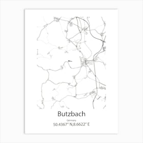 Butzbach,Germany Minimalist Map Art Print