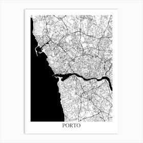 Porto White Black Art Print