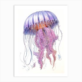 Sea Nettle Jellyfish Cartoon 1 Art Print