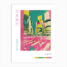 Shibuya Crossing In Tokyo Duotone Silk Screen Poster 2 Art Print