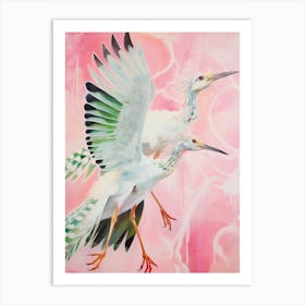 Pink Ethereal Bird Painting Roadrunner 1 Art Print