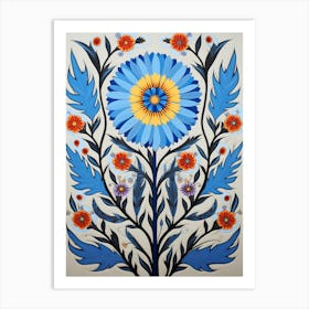 Flower Motif Painting Cornflower 2 Art Print