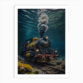 train in the sea art Art Print