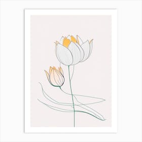 Lotus Flower In Garden Minimal Line Drawing 2 Art Print