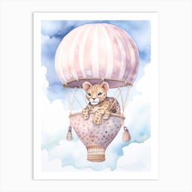 Baby Leopard 2 In A Hot Air Balloon Art Print