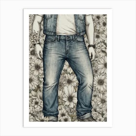 Man In Denim Art Print