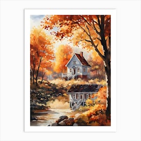 Autumn House In The Woods 1 Art Print