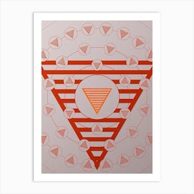 Geometric Abstract Glyph Circle Array in Tomato Red n.0231 Art Print
