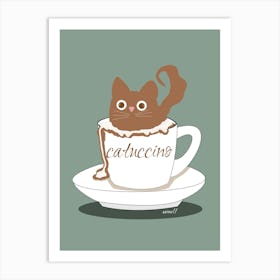 Cat In A Cup Of Cappuccino 2 Art Print