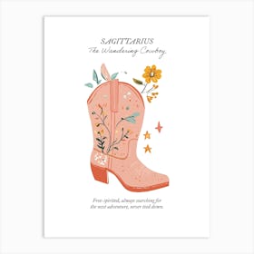 Sagittarius Cowboy Boots Zodiac Preppy Western Cowgirl Art Print