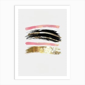 Gold And Black Brushstrokes Art Print