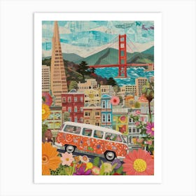 San Francisco   Retro Collage Style 3 Art Print