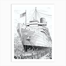 Titanic Sinking Ship Illustration 4 Art Print