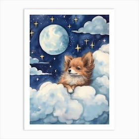 Baby Wolf 3 Sleeping In The Clouds Art Print