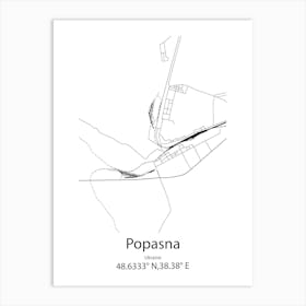 Popasna,Ukraine Minimalist Map Art Print