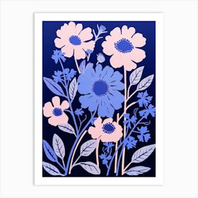 Blue Flower Illustration Asters 6 Art Print