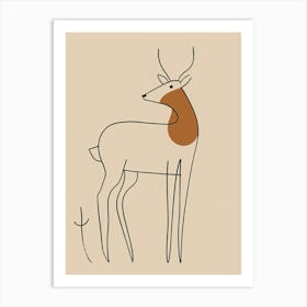 Deer - Boho, Line Art 12 Art Print