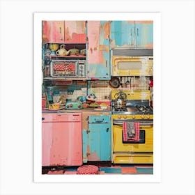 Kitsch Vintage Pastel Kitchen 1 Art Print