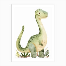 Cute Troodon Dinosaur Watercolour 2 Art Print