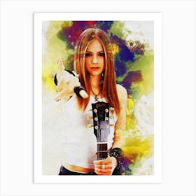 Smudge Of Portrait Avril Lavigne Queen Of Rock Art Print