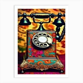 Antique Old Timey Telephone In Color Art Print