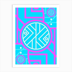 Geometric Glyph in White and Bubblegum Pink and Candy Blue n.0093 Art Print