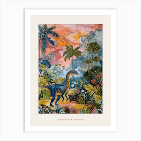 Colourful Dinosaur In The Wild Painting 4 Poster Art Print