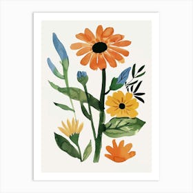 Painted Florals Calendula 1 Art Print