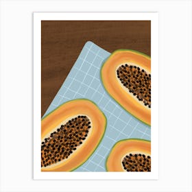 Papaya On A Cutting Board Art Print