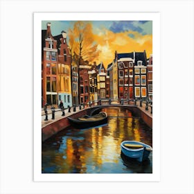 Wall painting print, Amsterdam, Netherlands, landscape art, Van Gogh style, fine art..257 Art Print