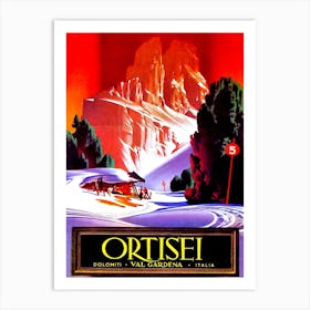 Ortisei In Snow, Italy Art Print