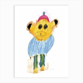 Fluffy Bear drawn by Little Artist O.D.R Art Print